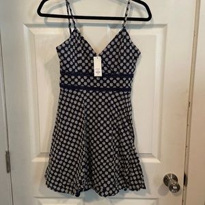 Blue and white floral mini dress